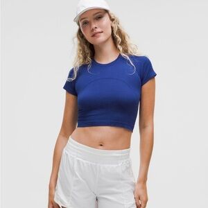 NWT Royal blue swiftly tech cropped lululemon top